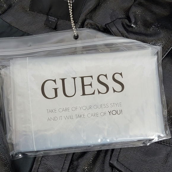 Guess Pax Faux- Black Leather Jacket  W3RL24KBJL0  Womens Size Large New - Picture 11 of 14